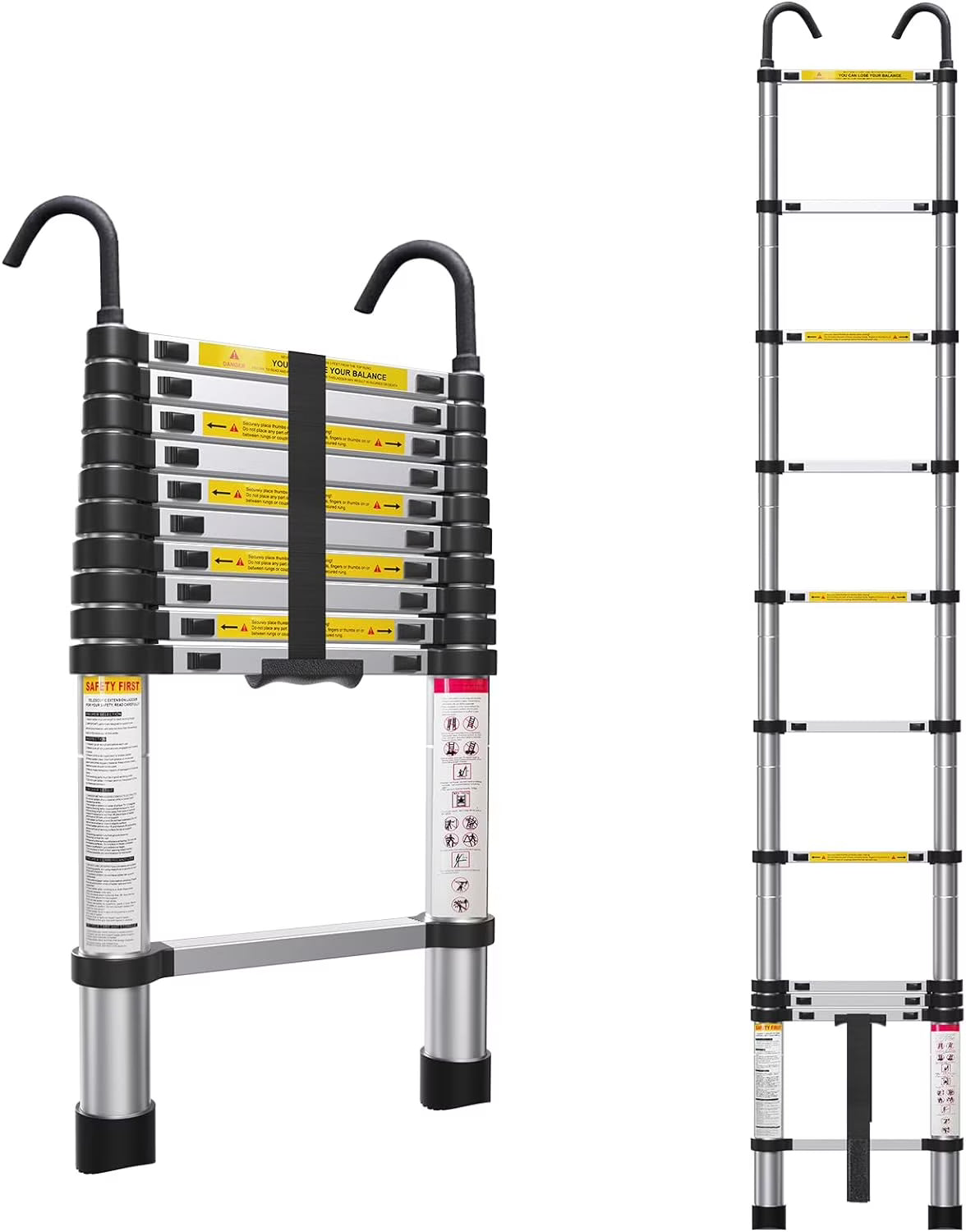 10.5ft Aluminum Telescoping Ladder with Hook T42090