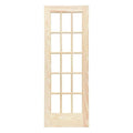Clear Glass Unfinished Pine Wood Interior French Door E2959