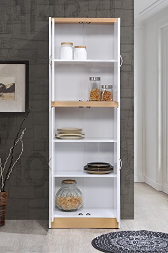 4 Door Kitchen Pantry with Four Shelves, Chocolate E848