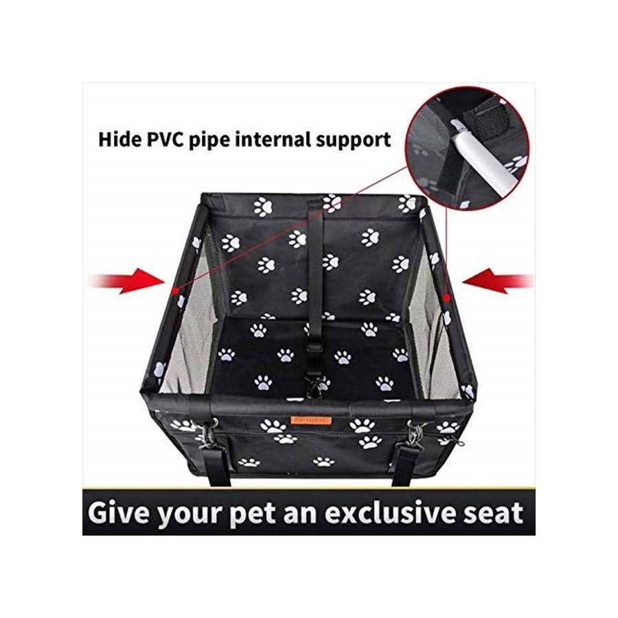 Dog Car Seat with Clip-On Safety Leash and PVC Support Pipe A1302