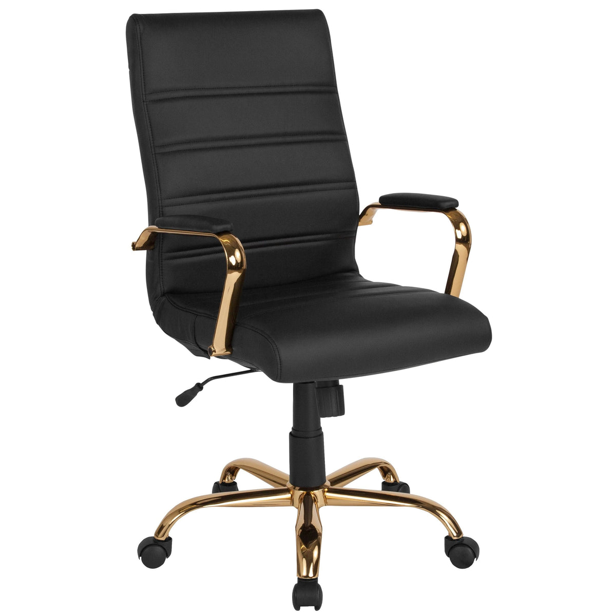 Black Bonded Leather Executive Swivel Chair with Chrome Base Z414502