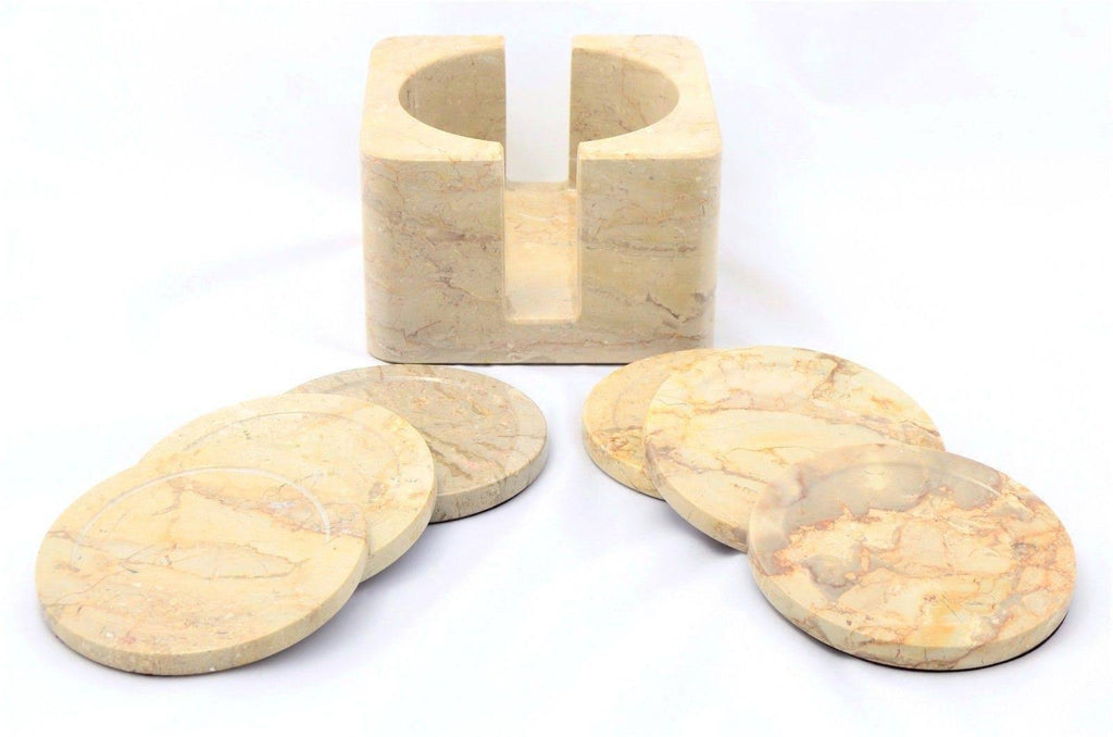 Sahara Beige Coasters with Square Holder (Set of 6) D49024