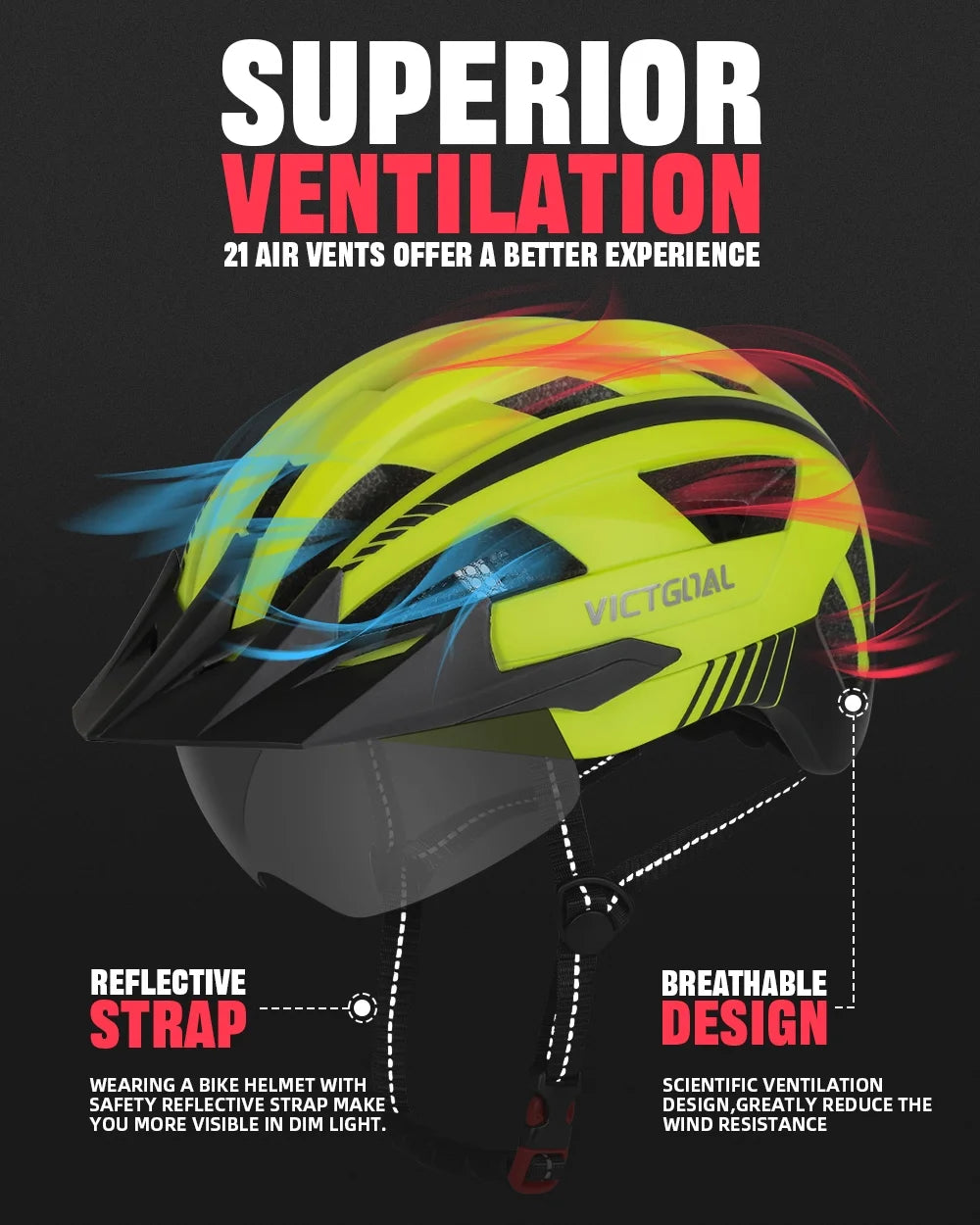 Bike Helmet with Visor and Goggles USB Rechargeable Light U80112