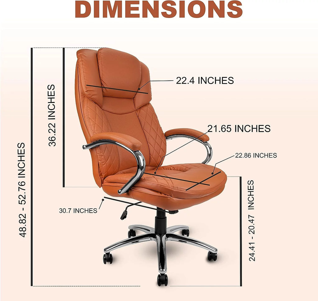 Camel Brown Big and Tall Executive Office Chair 400lbs Capacity PU Leather Y127
