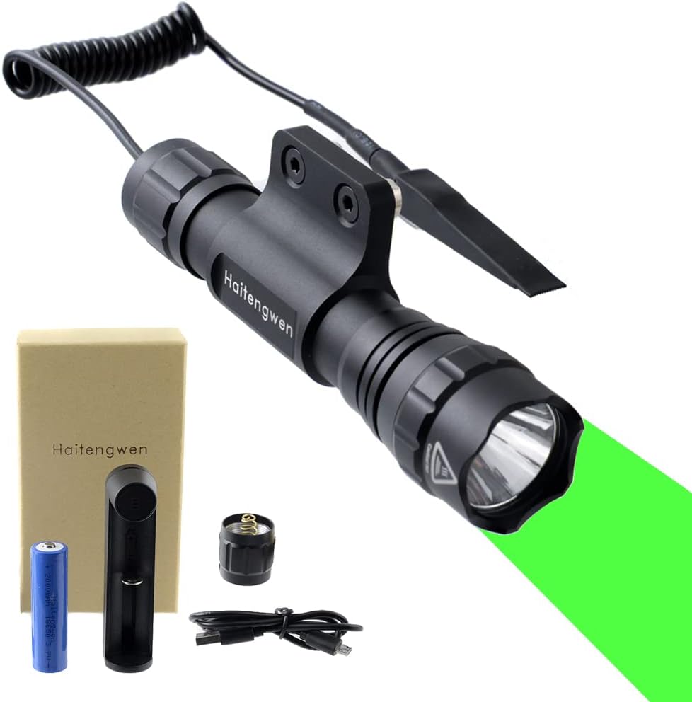 Green 540nm Rail Mounted Predator Flashlight, Rechargeable 18650, Pack of 2 K598902