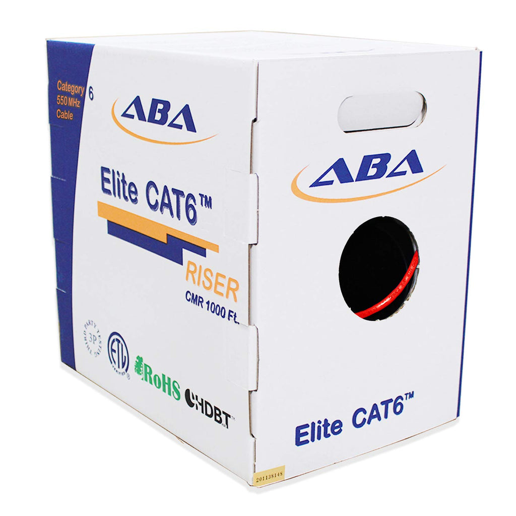 Cat6 Riser Ethernet Cable 1000ft Blue UTP 23AWG Solid Bare Copper Z1542