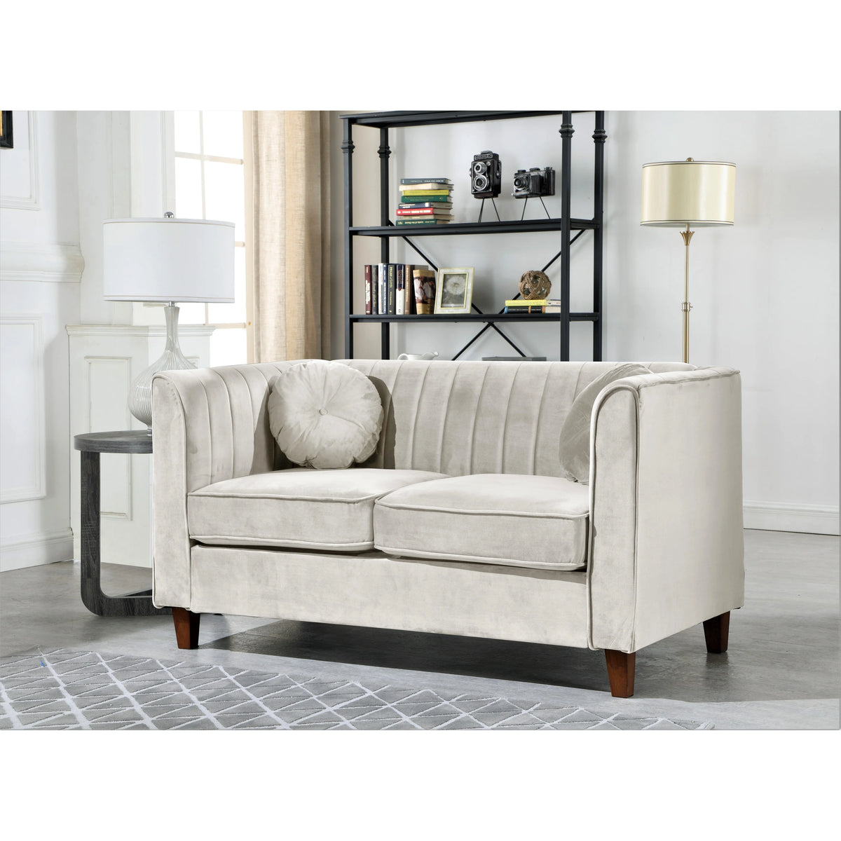 Green Velvet Chesterfield Loveseat N6641
