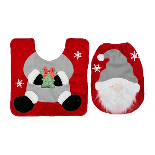 Christmas Toilet Seat Cover and Rug Set 2PCS Non-Slip N512