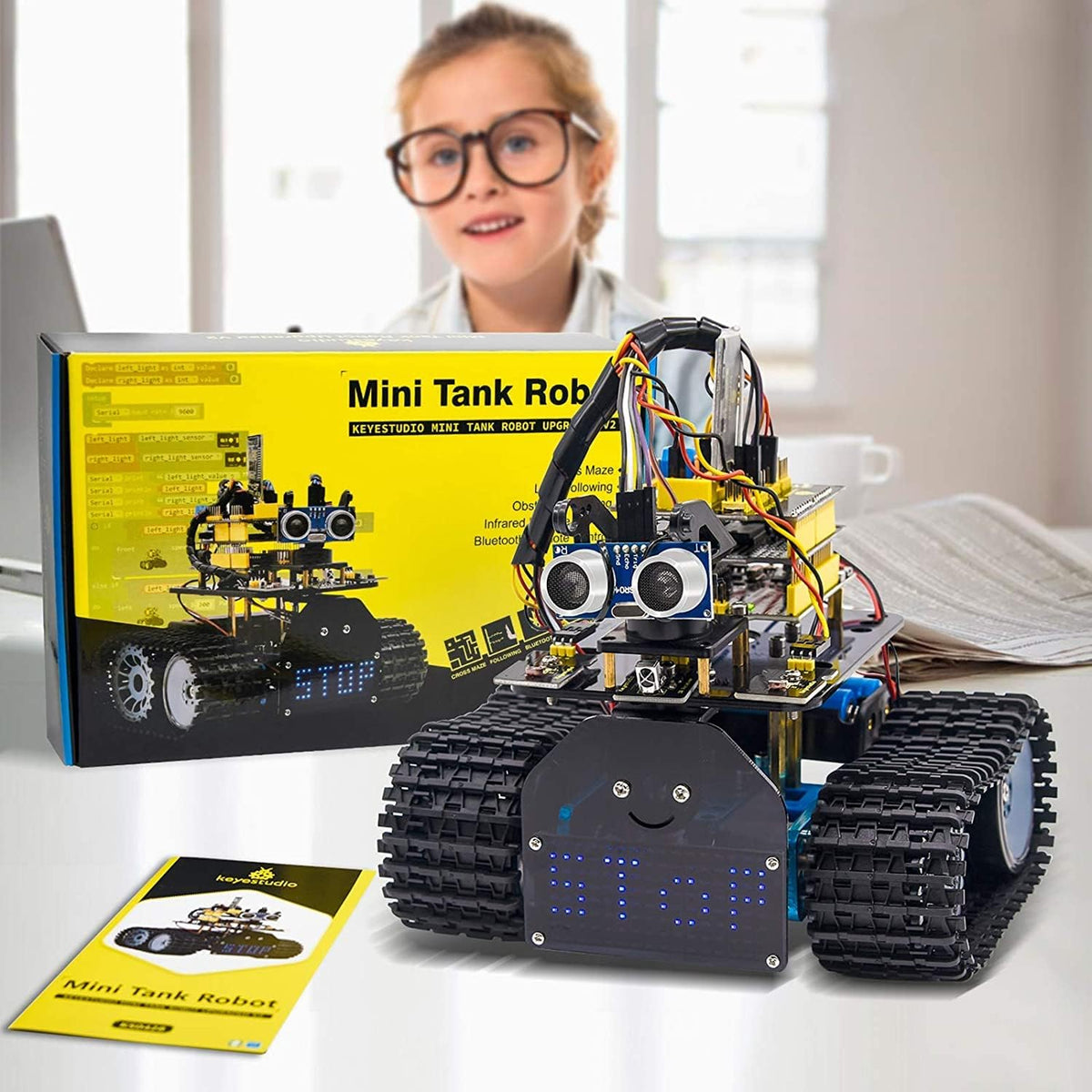 Mini Tank Robot Smart Car Kit with LED Panel I1965