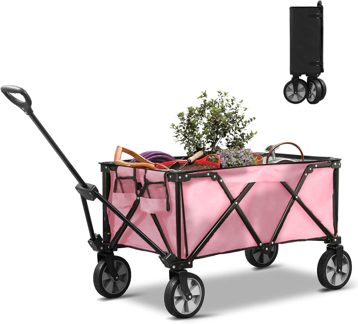 Blue Collapsible Folding Utility Wagon Cart with Wheels I7920