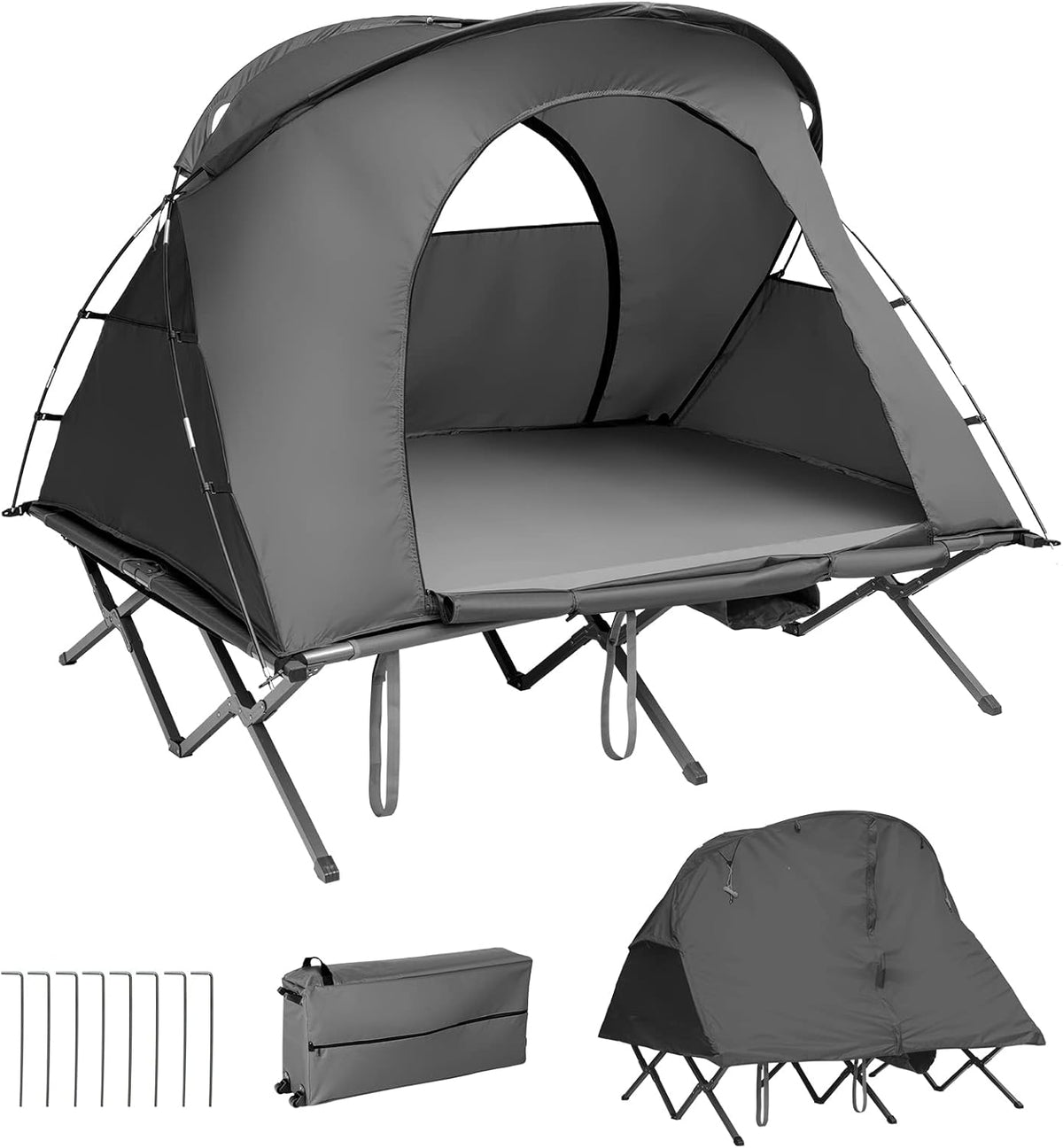 2-Person Camping Tent Cot with Self-Inflating Mattress M925