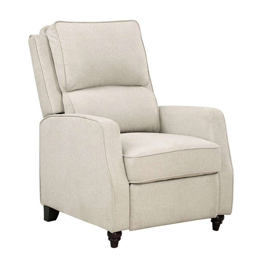 Beige Upholstered Fabric Push Back Recliner W252