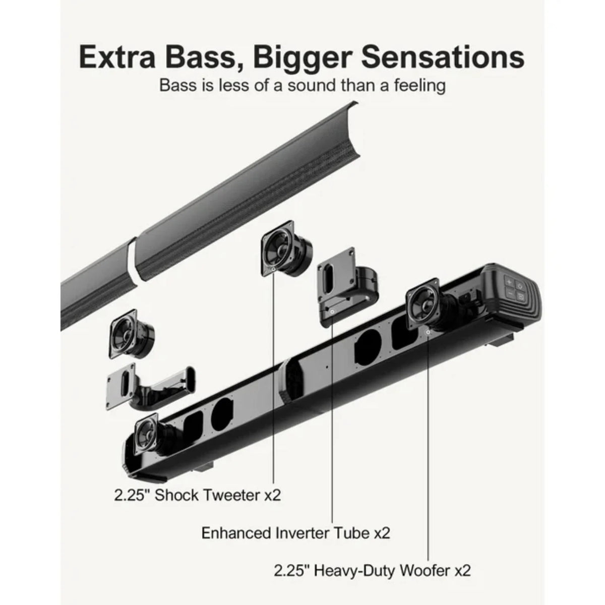 2.2ch Sound Bar with Dual Subwoofer V40200