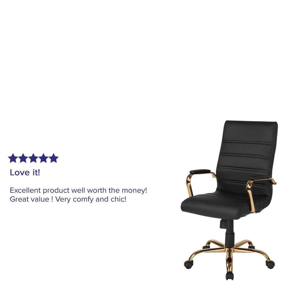Black Bonded Leather Executive Swivel Chair with Chrome Base Z414502