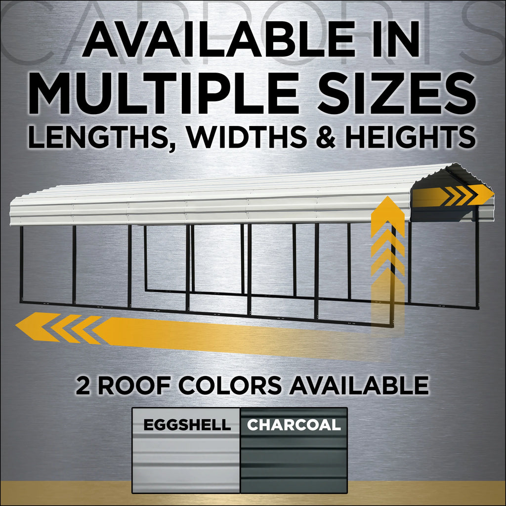 Galvanized Steel Carport Kit with 1-Sided Enclosure I724