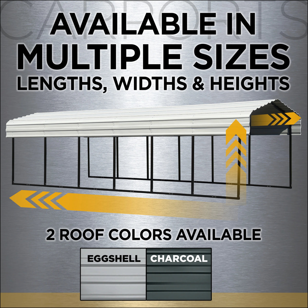 Galvanized Steel Carport Kit with 1-Sided Enclosure I724