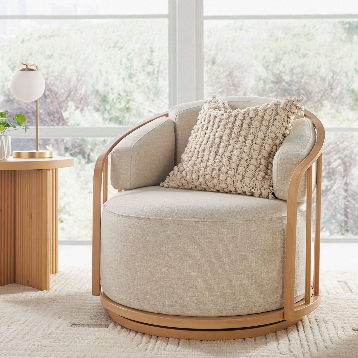 Natural Pine Swivel Chair Y85870