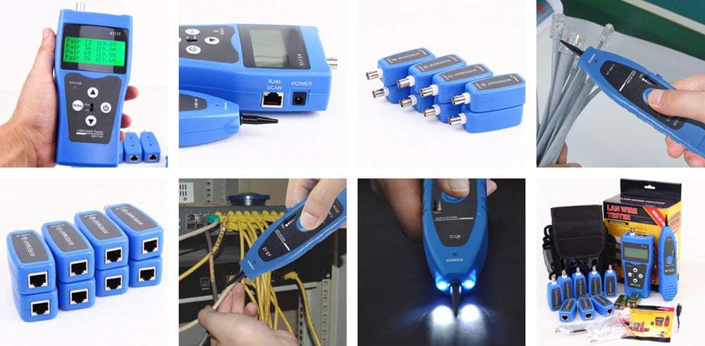 Blue Network Ethernet LAN Cable Tester with 8 Far-end Jacks C3548