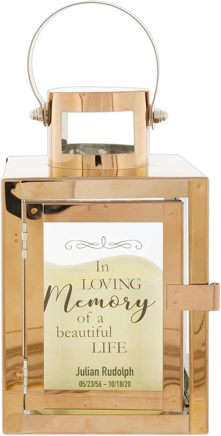Copper-Tone Memorial Lantern with Flameless Candle C17611
