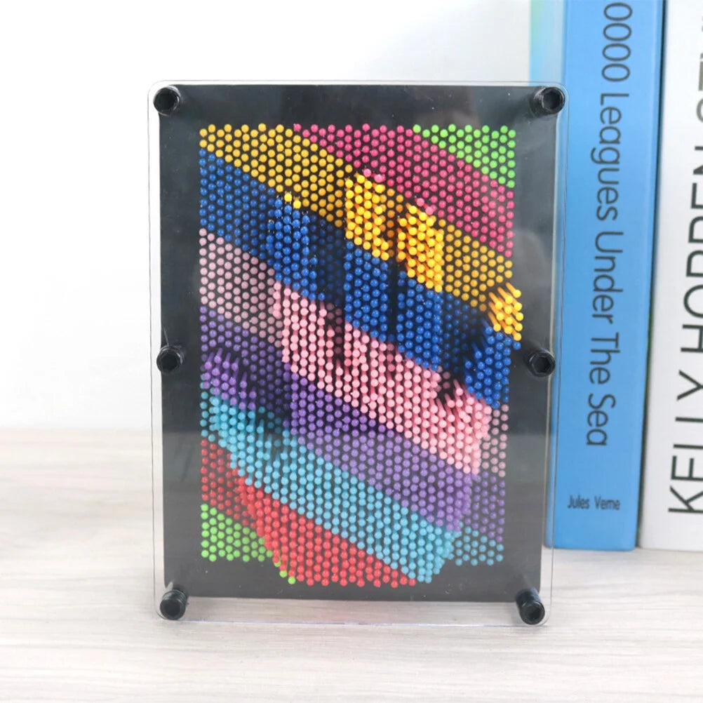 Plastic 3D Pin Art Educational Toys Square Handprint E8313