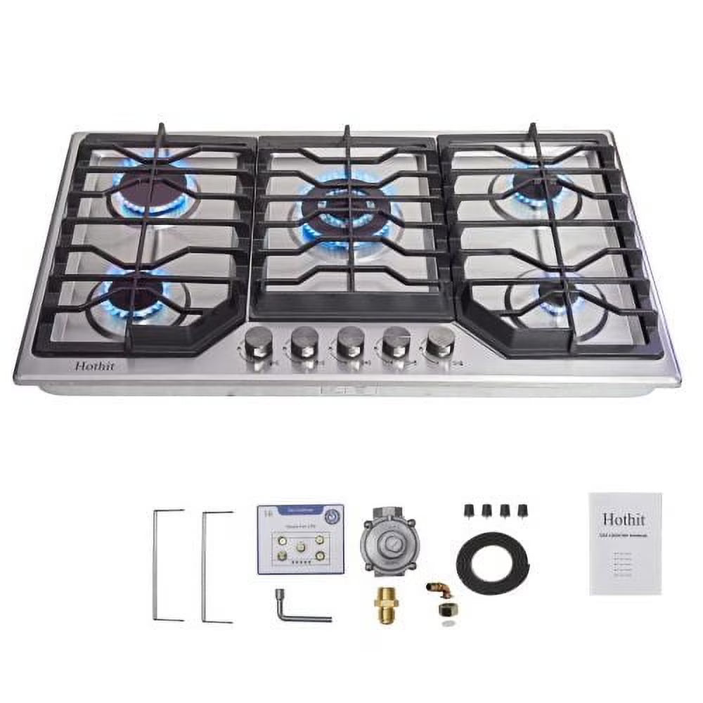 5 Burners 34 inch Gas Cooktop, 36000 BTU Stainless Steel Gas Range Top L137590