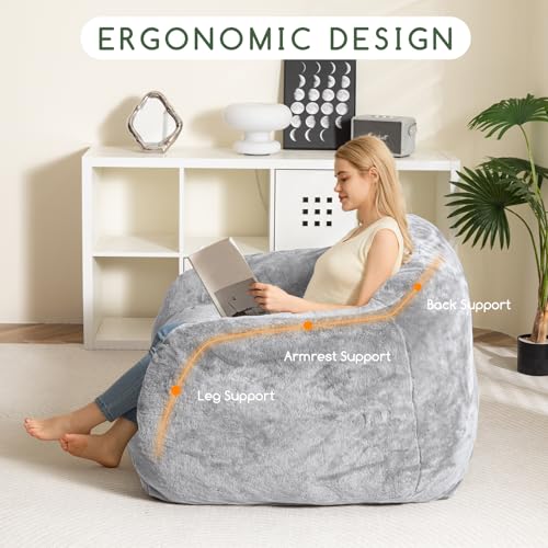 Beige Giant Bean Bag Chair with Armrests K229