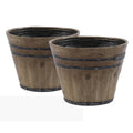 Set Of 2 Rustic Brown Faux Wood Planters S582311