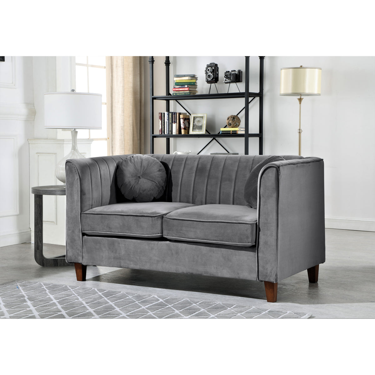 Green Velvet Chesterfield Loveseat N6641