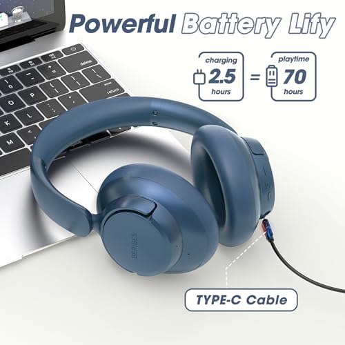 Hybrid Active Noise Cancelling Headphones with Transparent Modes, 70H Playtime Bluetooth Wireless with Mic, 3.5MM Cable, Soft Earpads, Fast Charging, Black B328976