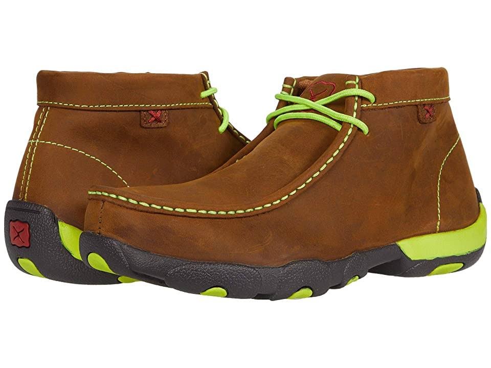 Distressed Saddle/Neon Yellow Leather Driving Moc U73445