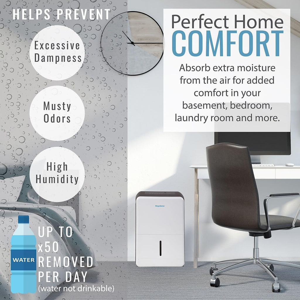50-Pint Portable Dehumidifier with Auto-Shutoff, Timer, and LED Display H1321