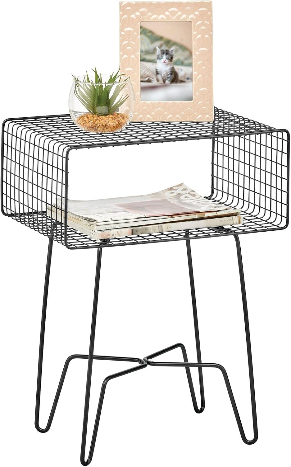 Chrome 2-Tier Metal Side Table with Storage Shelf G1409