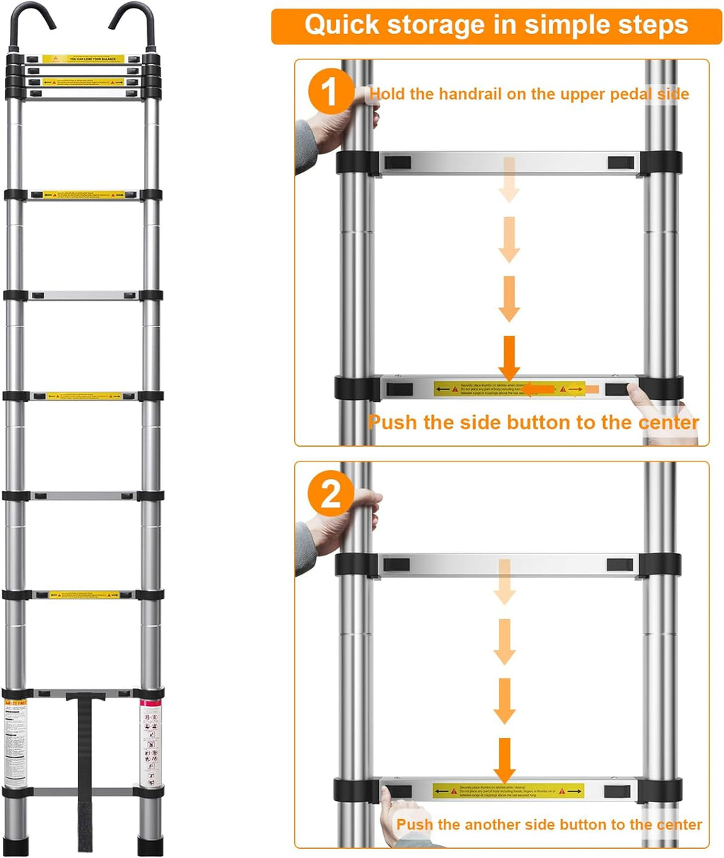 10.5ft Aluminum Telescoping Ladder with Hook T42090