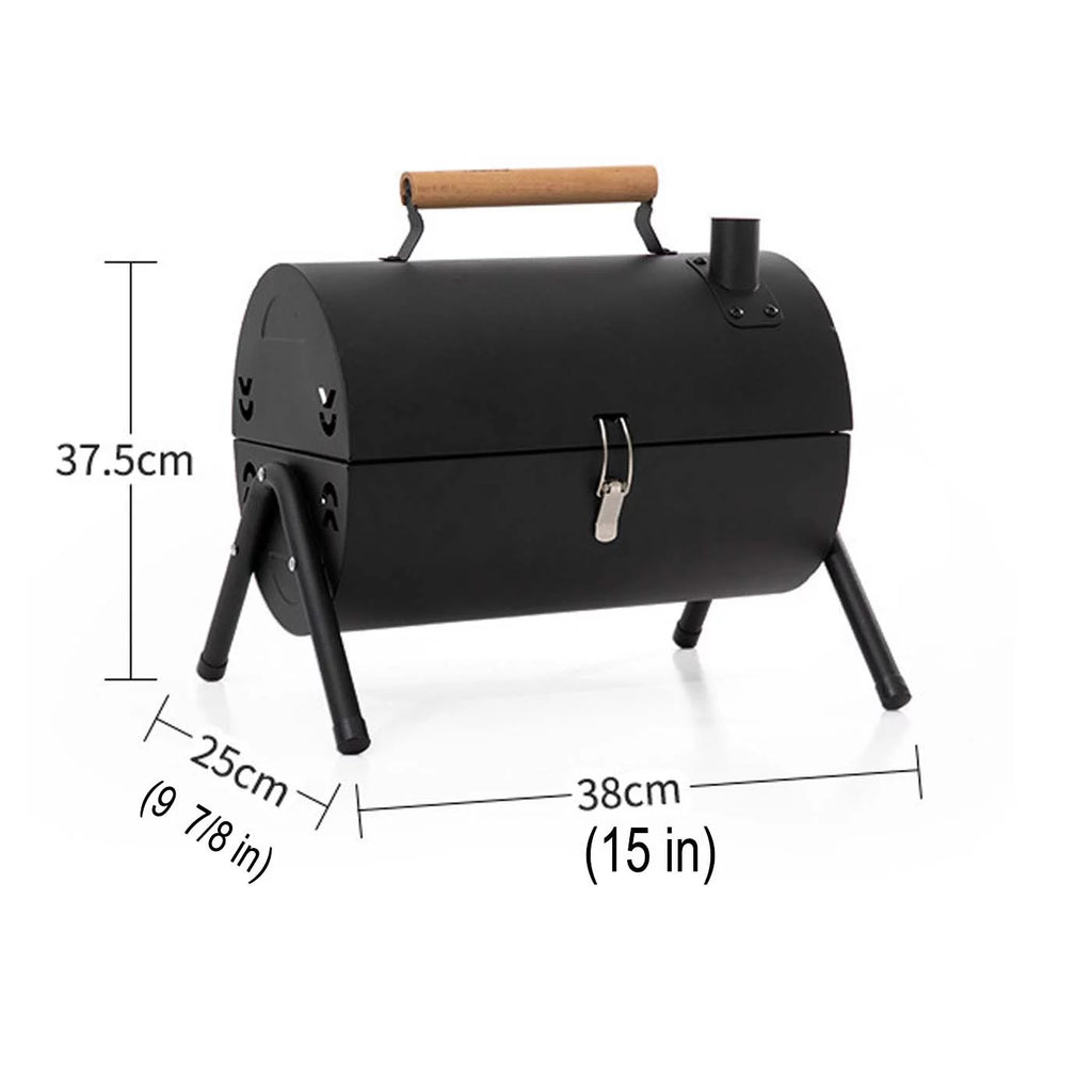Portable Tabletop Charcoal BBQ Grill Cast Iron Black L63287