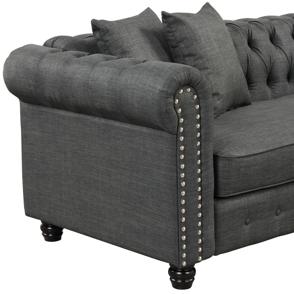 Grey Linen Chesterfield Sofa K255