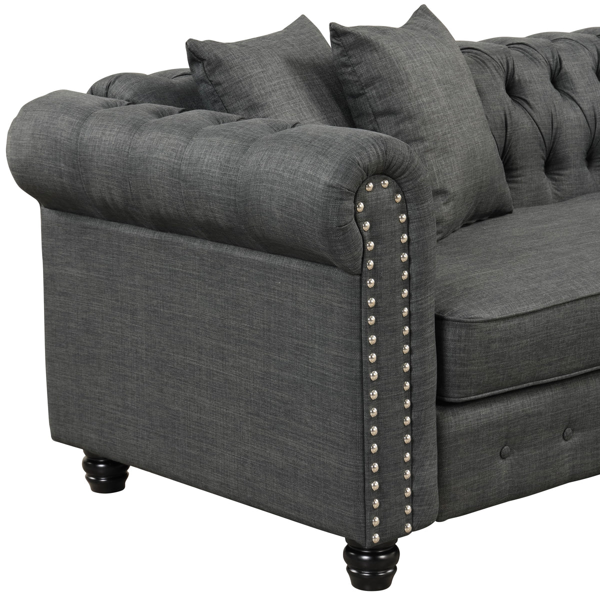 Grey Linen Chesterfield Sofa K255