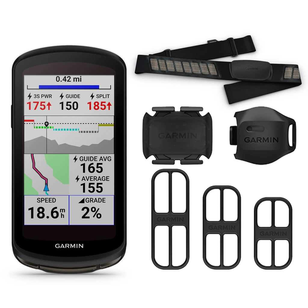 GPS Bike Computer Bundle with HRM, Speed & Cadence Sensor, Tempered Glass Screen, White Case & Tether S701068