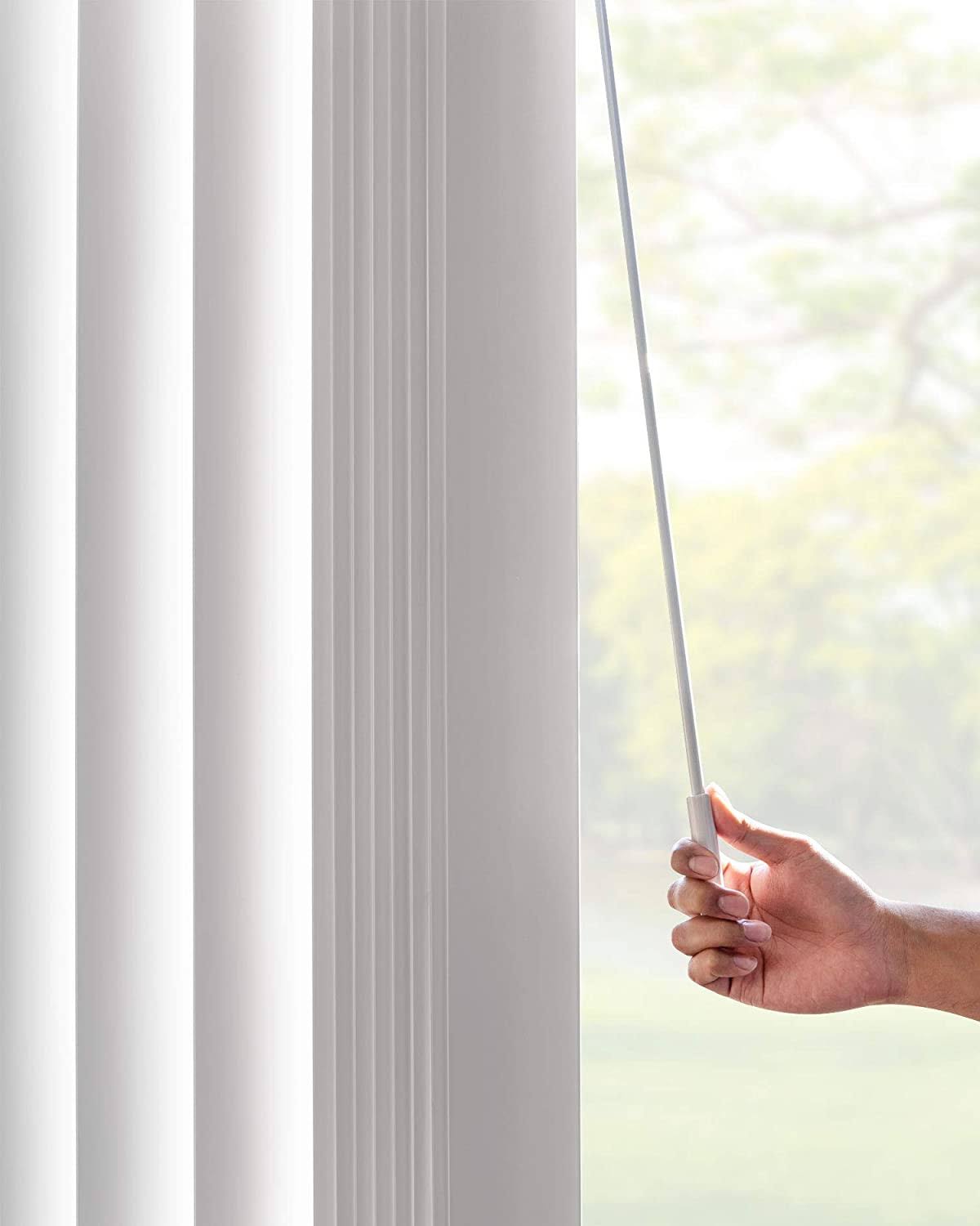 White Cordless Vertical Window Blinds, 78 inch x 84 inch S397