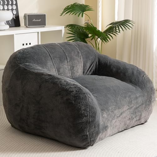 Beige Giant Bean Bag Chair with Armrests K229