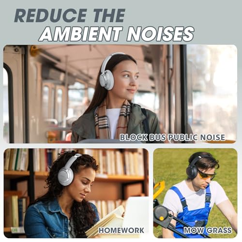 Hybrid Active Noise Cancelling Headphones with Transparent Modes, 70H Playtime Bluetooth Wireless with Mic, 3.5MM Cable, Soft Earpads, Fast Charging, Black B328976