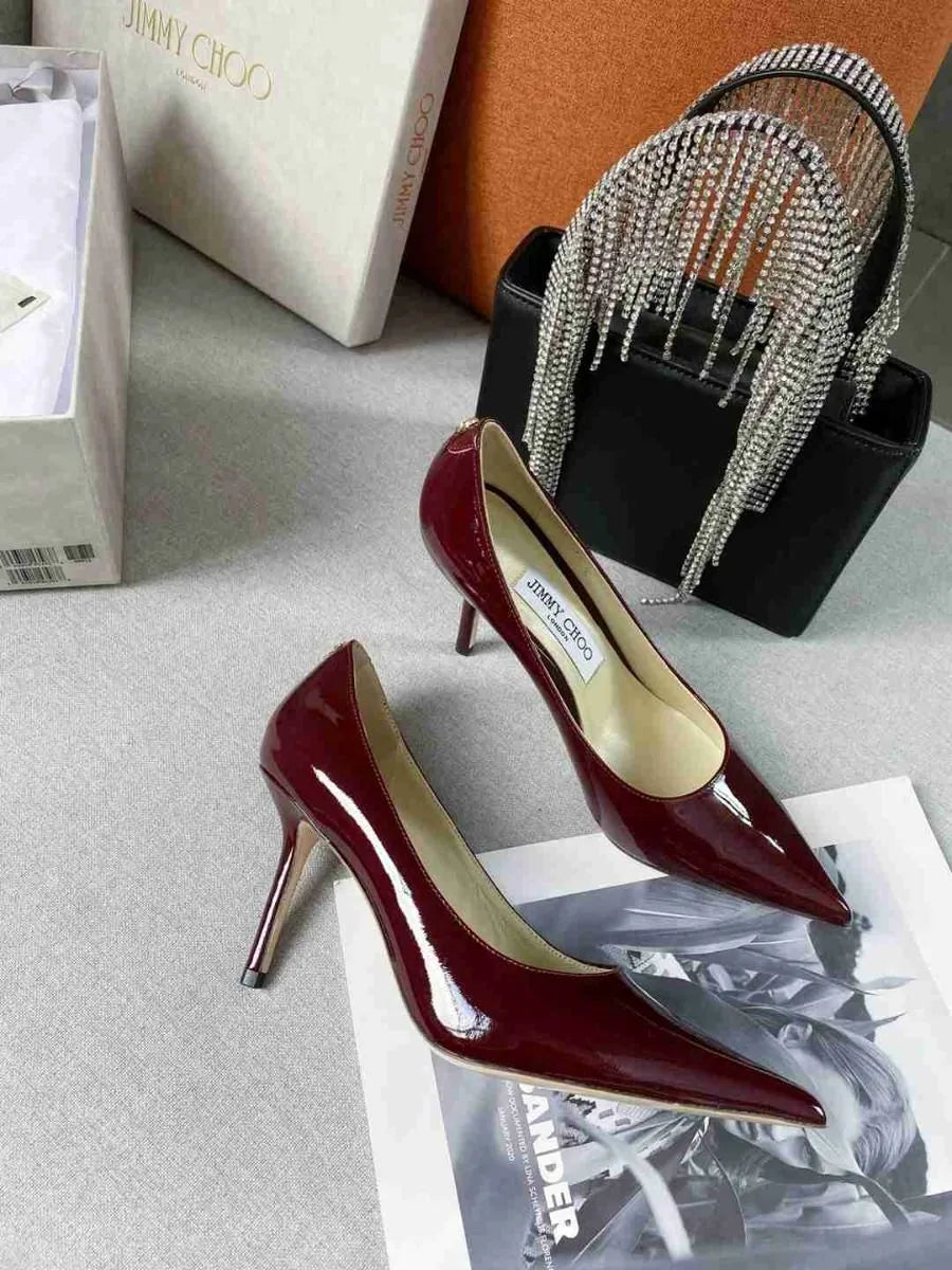 Burgundy Calf Leather Pumps B659352