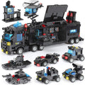 1110 PCS SWAT City Police Station Mobile Command Center Truck Car Building Blocks Set with Storage Box R11103
