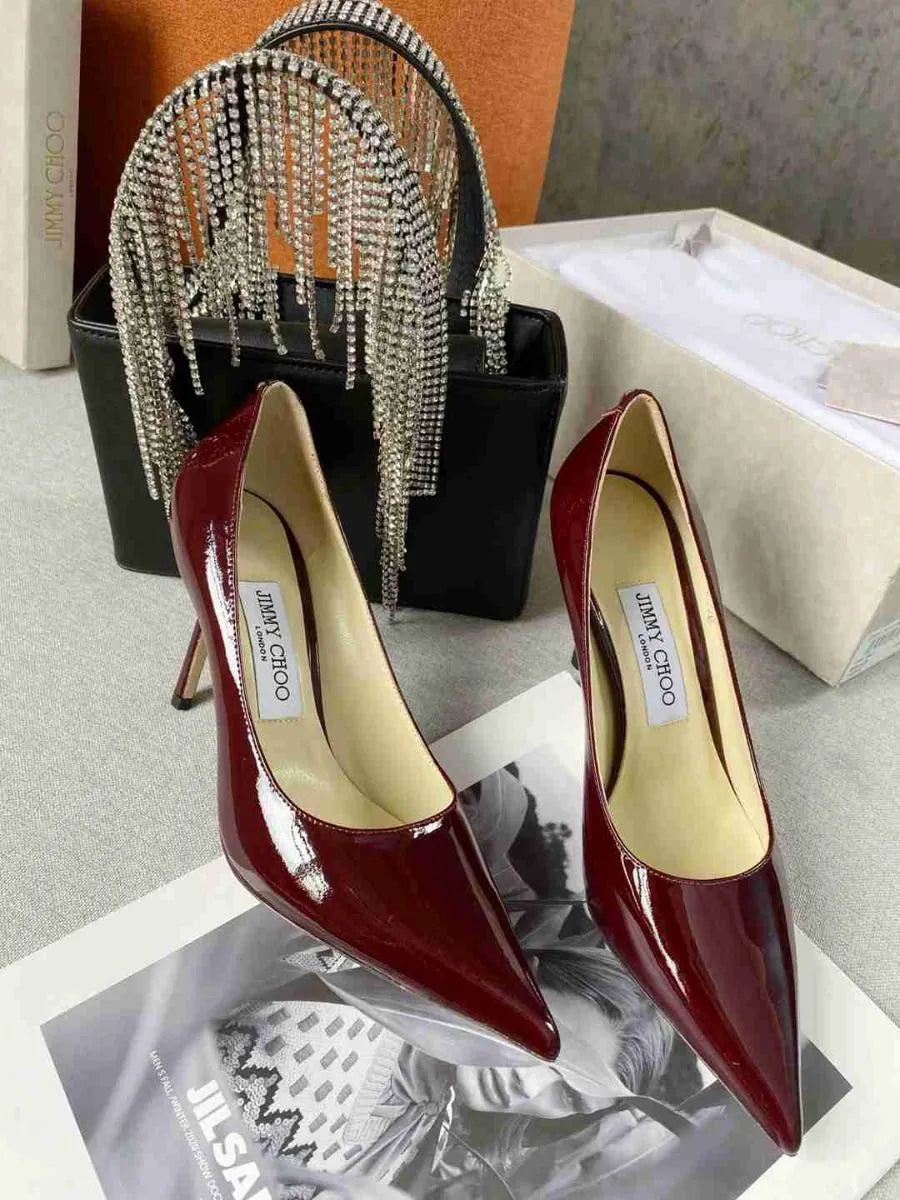 Burgundy Calf Leather Pumps B659352