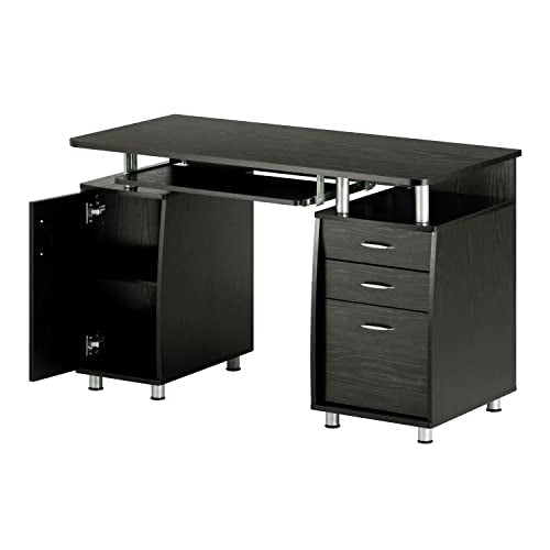 Espresso Writing Desk with Drawers & File Cabinet B20893