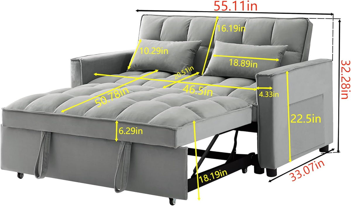 Gray Full Pull Out Sofa Bed with Pillows B839424