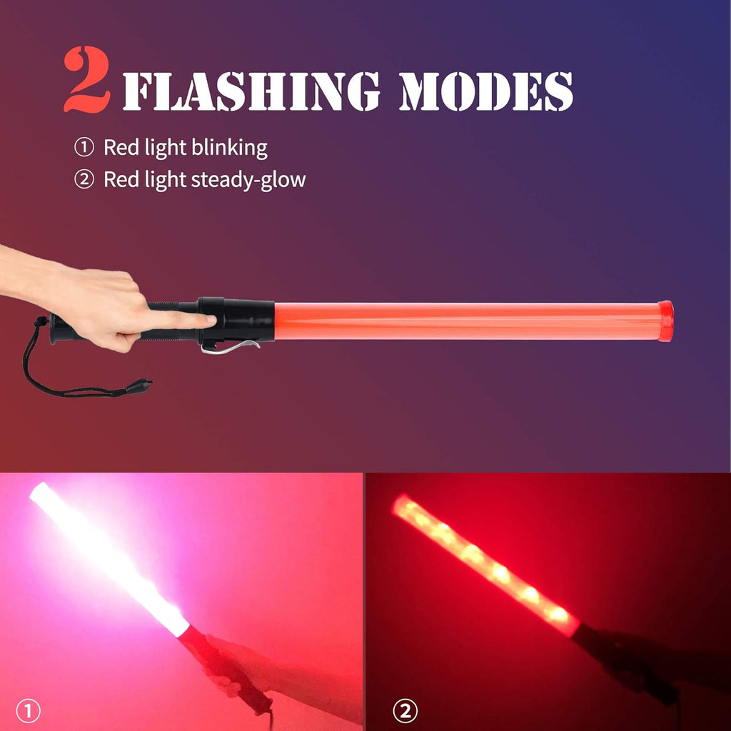 8 Pack 21-inch Safety Traffic Control Wand with 2 Flashing Modes U56341