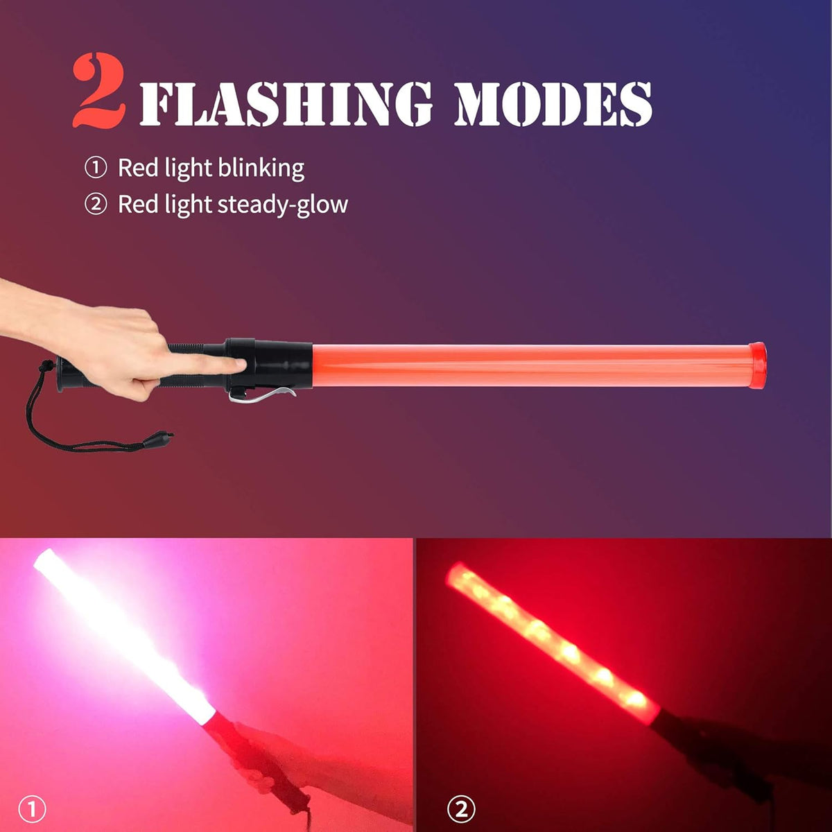 8 Pack 21-inch Safety Traffic Control Wand with 2 Flashing Modes U56341