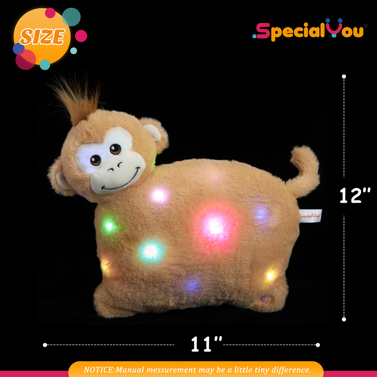 12'' Musical LED Monkey Stuffed Animal Plush Toy J778