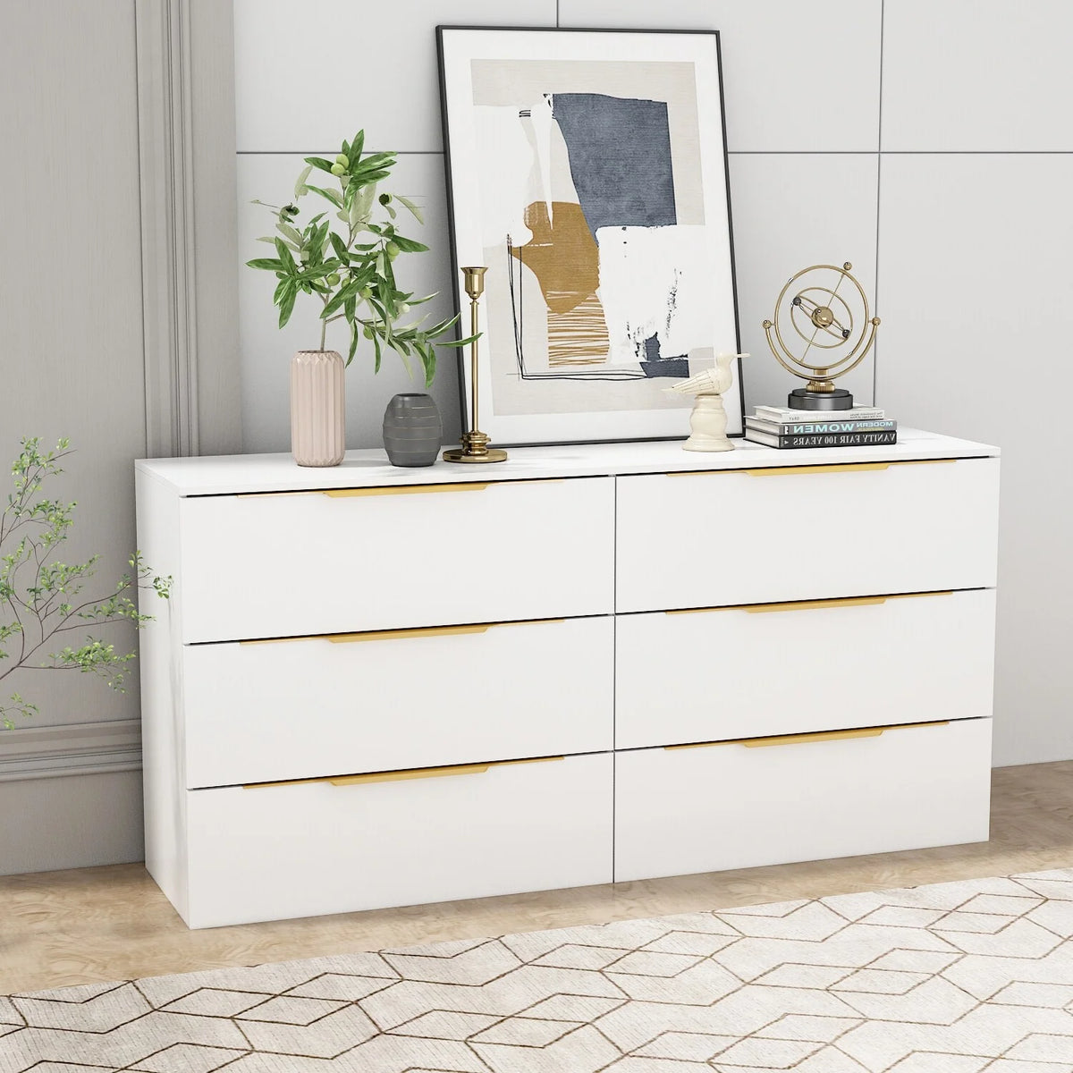 White 6-Drawer Double Dresser K91918