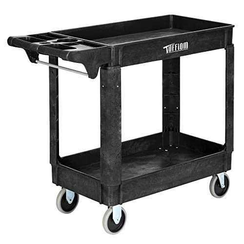 Plastic 2-Tier Utility Cart with Deep Shelves A20489